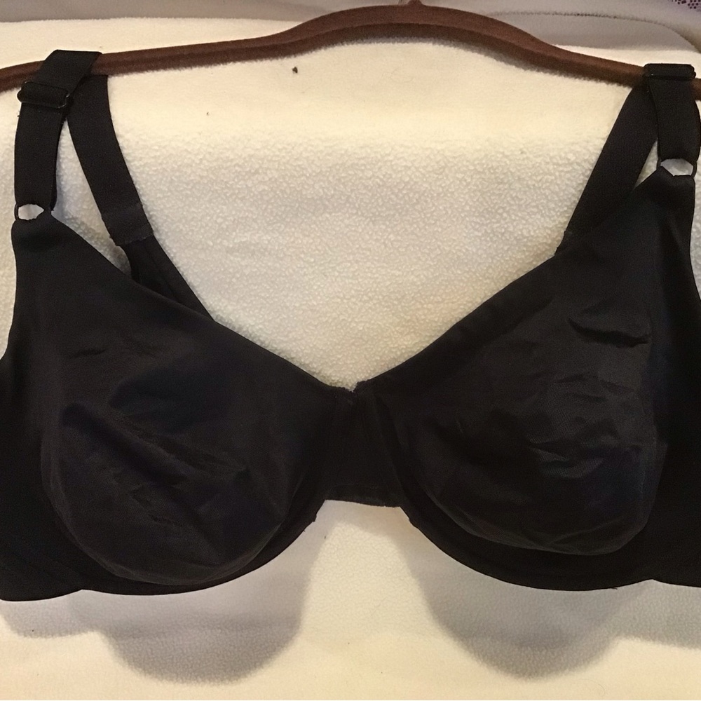 CURVATION Black Underwire Unlined Cup Adjustable Strap 3 Hook Back Bra 44DD